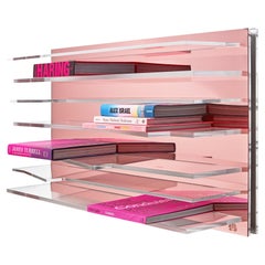 Rose Gold Sapere Bookcase by Migdalia Salazar, Mirror Acrylic Shelf