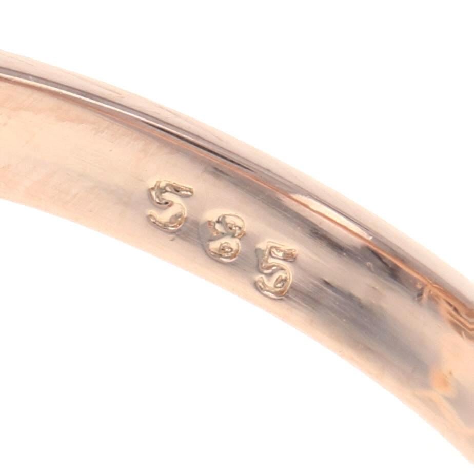 14 Karat Roségold Blumenring mit Saphir und Diamant, ovaler Cabochon-Schliff, 0,68 Karat () 5