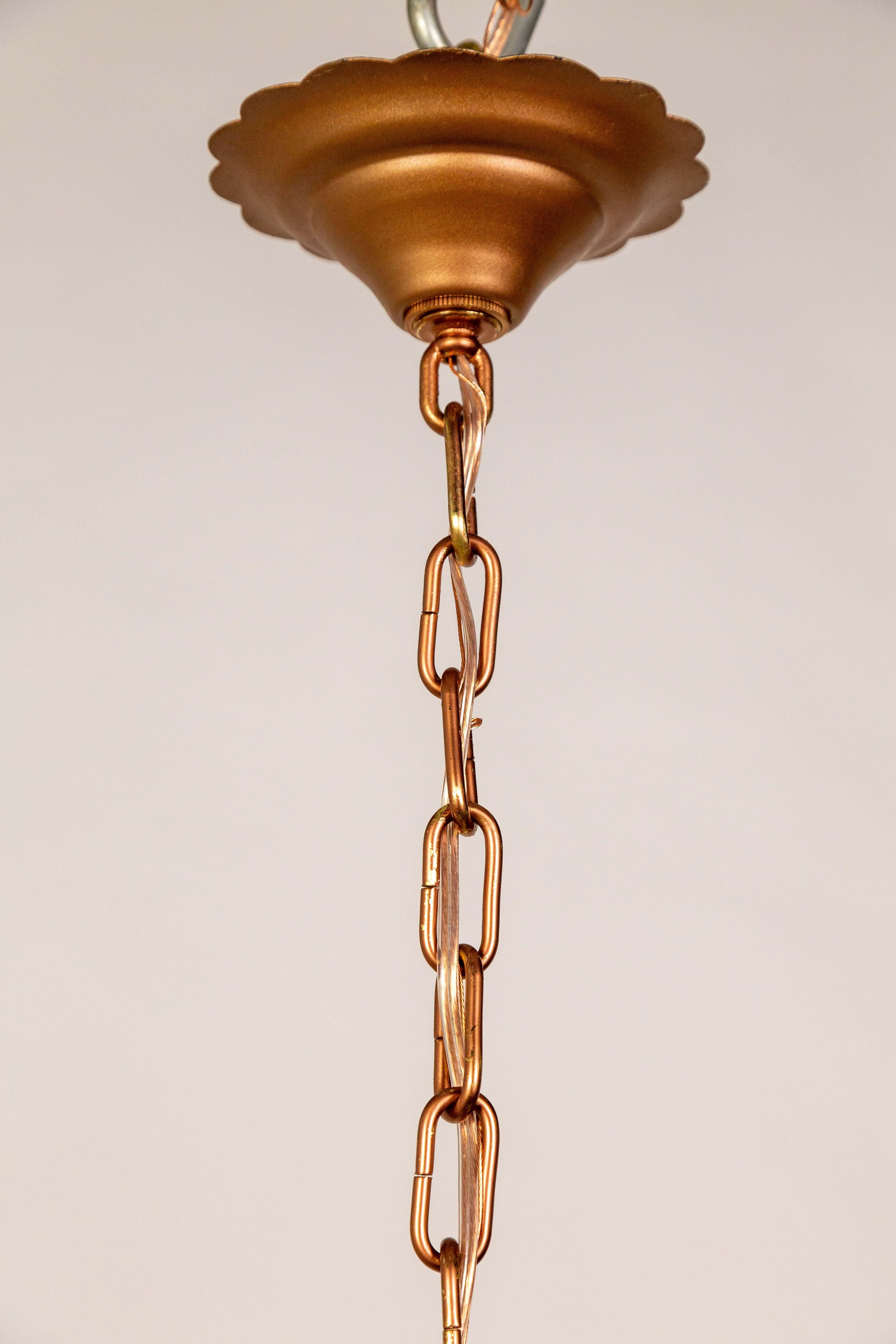 Rose Gold Slag Glass Hanging Lantern For Sale 8