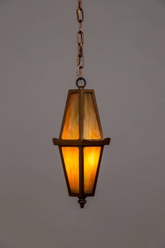 Farol Colgante de Vidrio Escoria Oro Rosa