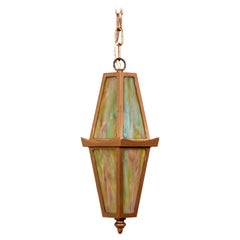Rose Gold Slag Glass Hanging Lantern