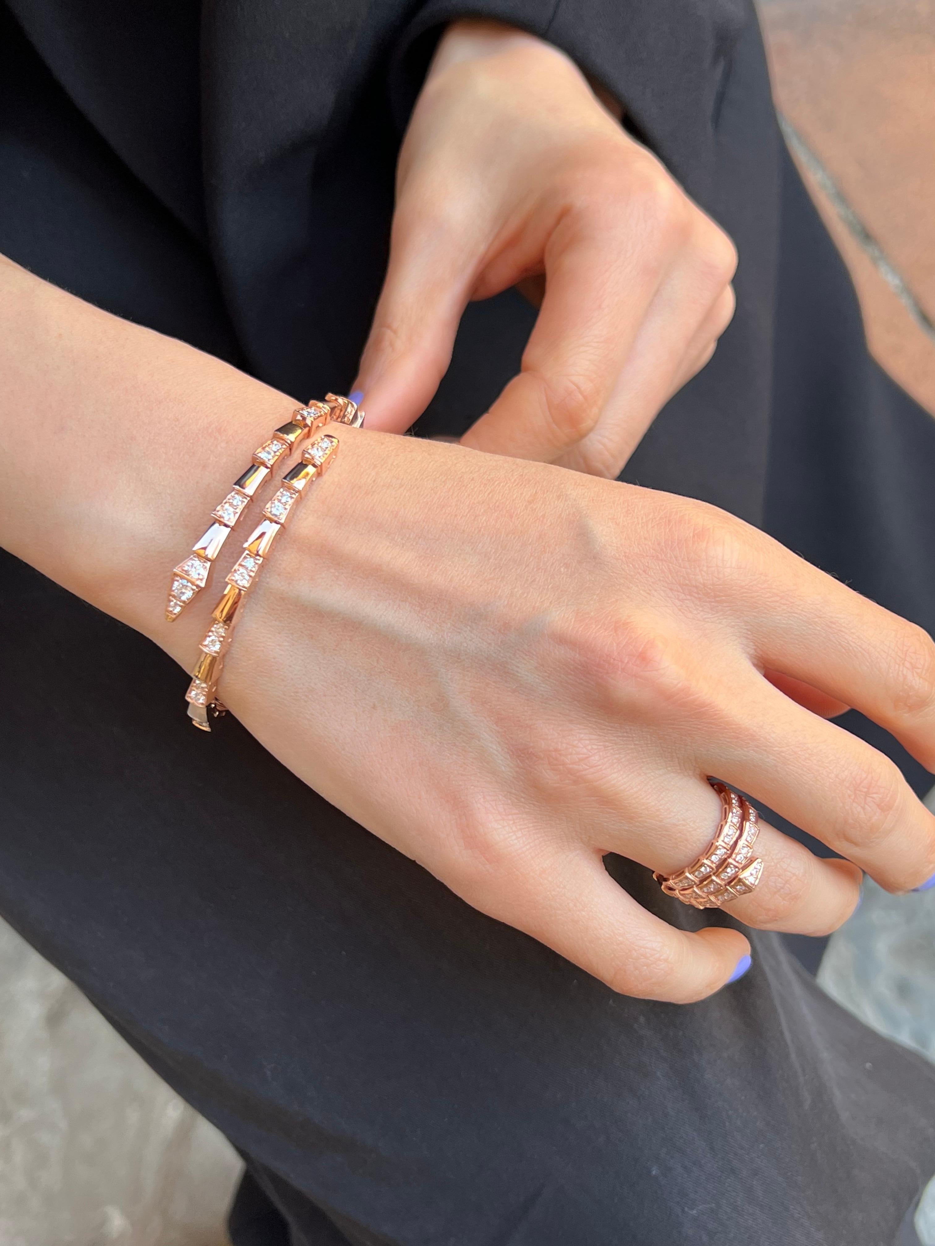 Roségold Schlangen-Viper-Armband mit 1,85 Karat Diamanten. (Art nouveau)