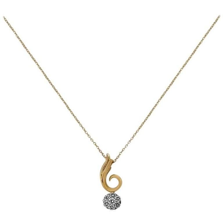 Modern Rose Gold Spiral with Brilliant Cut 0.26 ct Diamonds Necklace For Sale