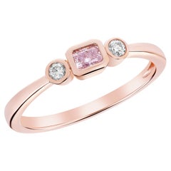 Rose Gold Stackable Ring Featuring 0.13 Pink Diamond Accented by White Diamond