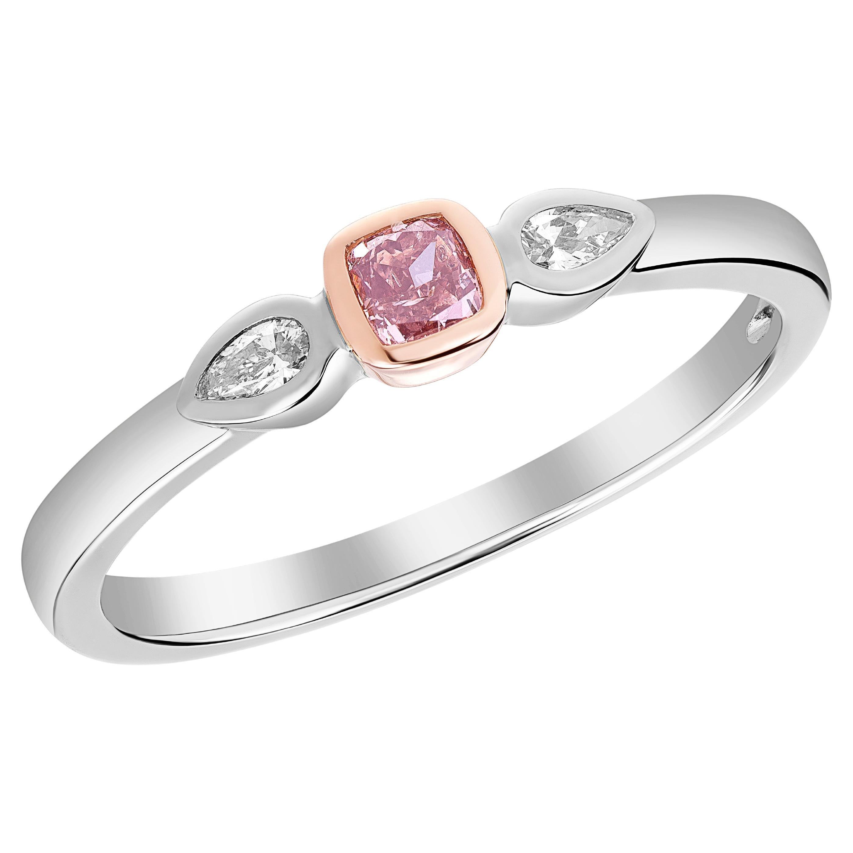 Stackable Ring Featuring a 0.17 Pink Diamond Accented by Pear Shapes