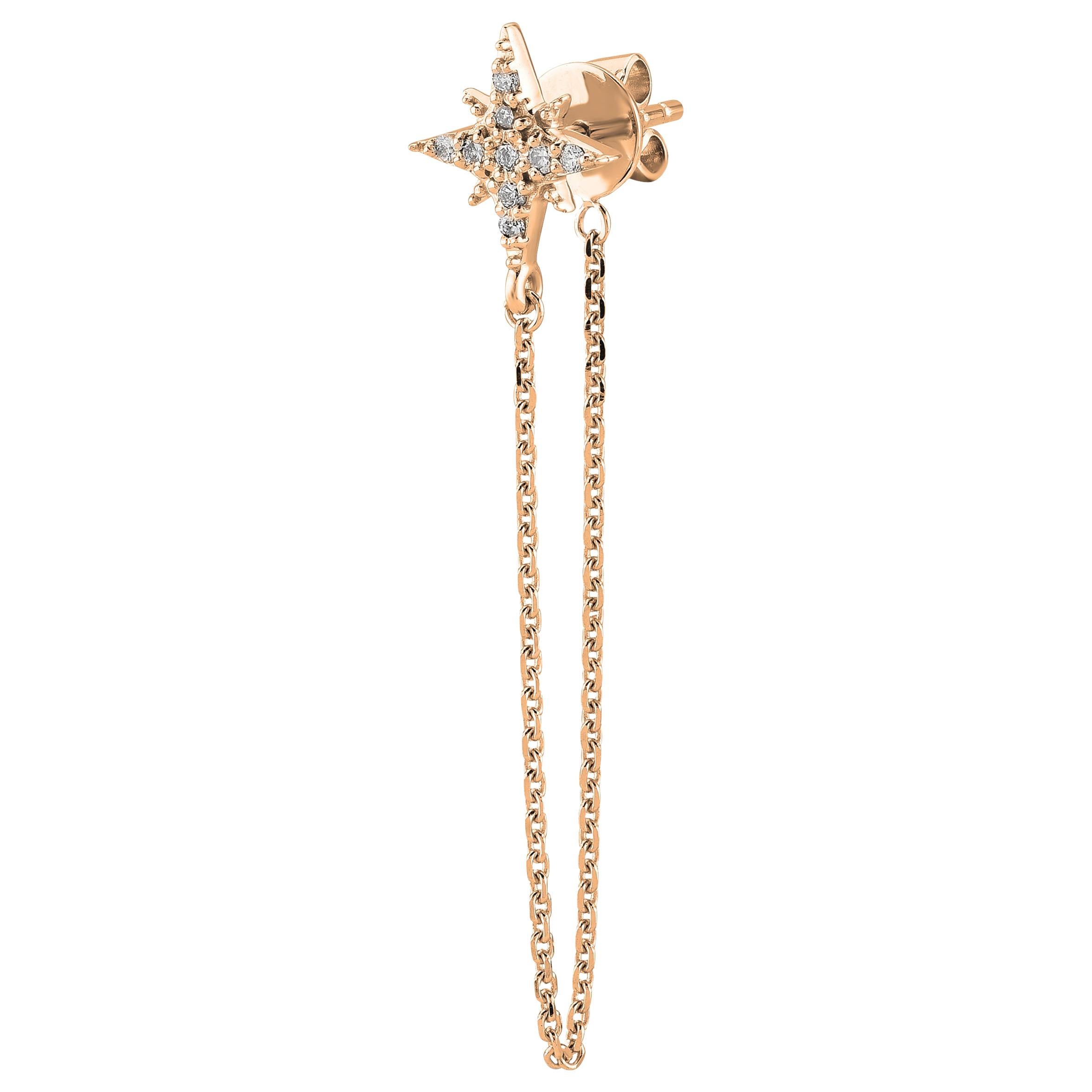 Boucles d'oreilles en or rose en forme d'étoile avec diamants en vente
