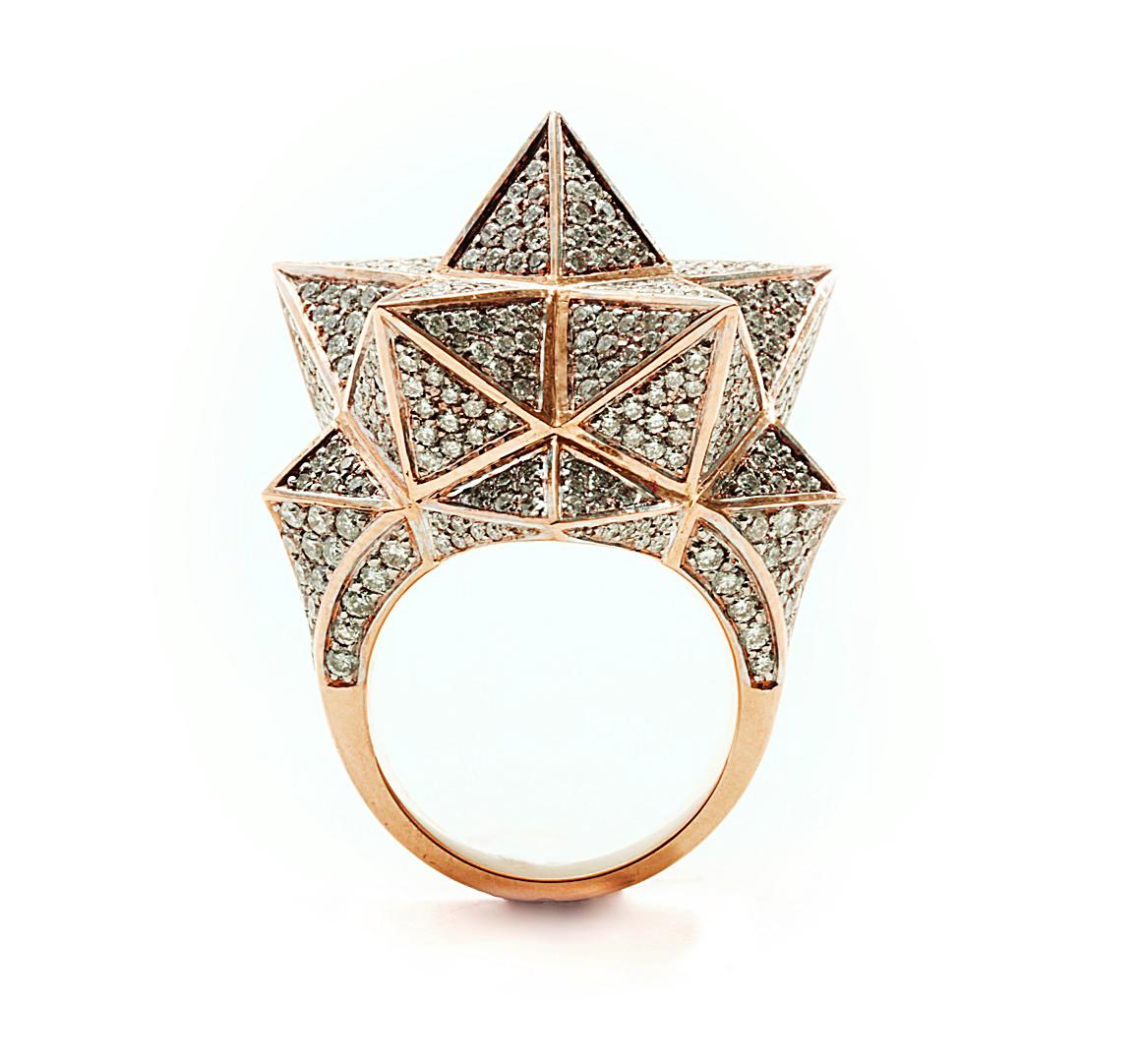 Rose Gold Star Tetra Diamond Ring For Sale 3