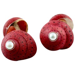 Rose Gold Strawberry Shell Gold Cufflinks Pearl