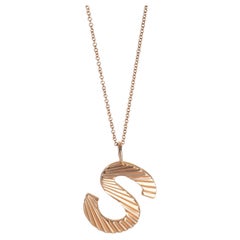 Rose Gold  Sunburst Initial S Pendant