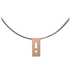 Diamond in Rose Gold Suspended Rectangle Pendant