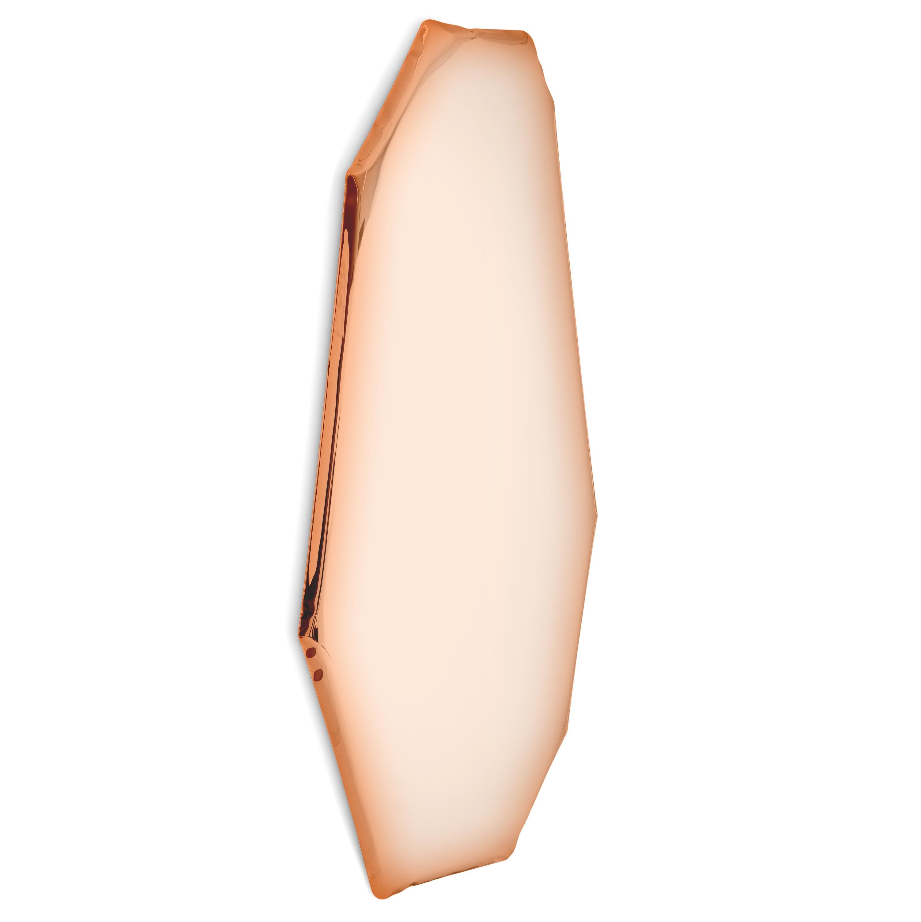 Rose Gold Tafla C1 Sculptural wall mirror by Zieta
Dimensions: D 6 x W 99 x H 225 cm 
Material: Stainless steel. 
Finish: Rose gold. 
Available in finishes: Stainless Steel, Deep Space Blue, Emerald, Sapphire, Sapphire/Emerald, Dark Matter, Red