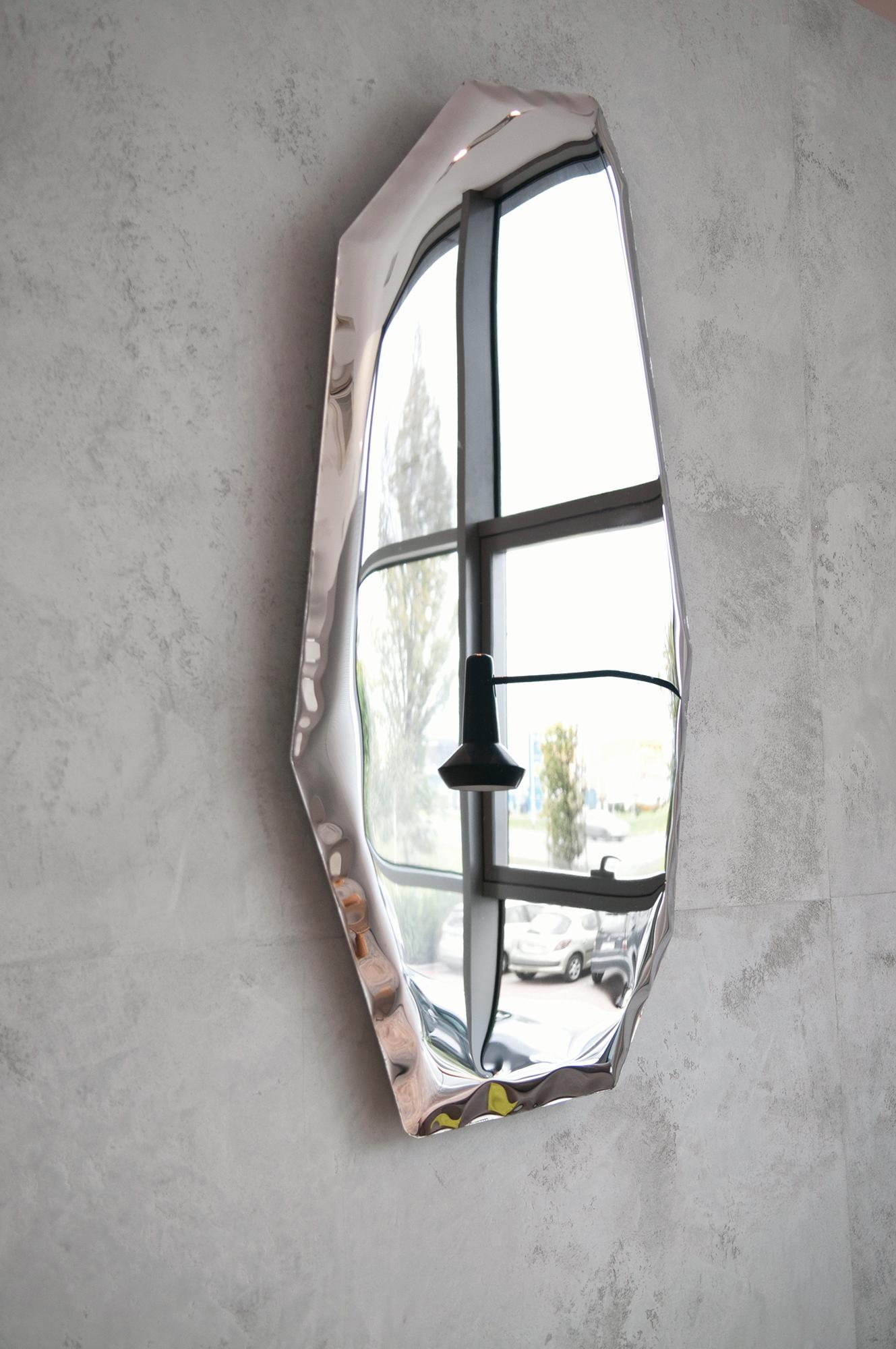 Organic Modern Rose Gold Tafla C3 Sculptural Wall Mirror by Zieta For Sale