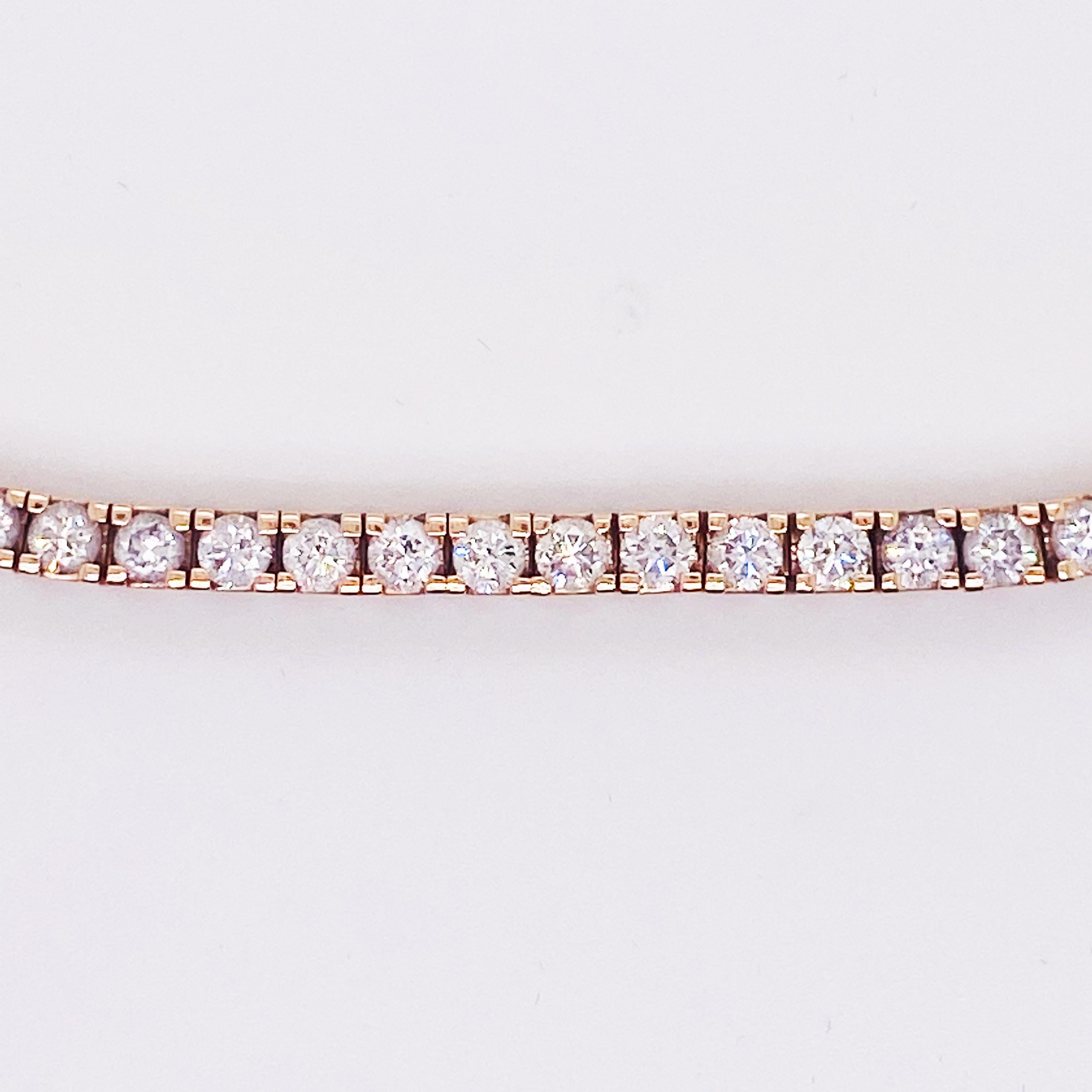 Tennisarmband aus Roségold mit 4,5 Karat geradem Diamantarmband aus Roségold (Moderne) im Angebot
