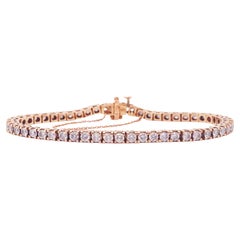 Rose Gold Tennis Bracelet in 4.5 Carats Straight Diamond Bracelet in Pink Gold