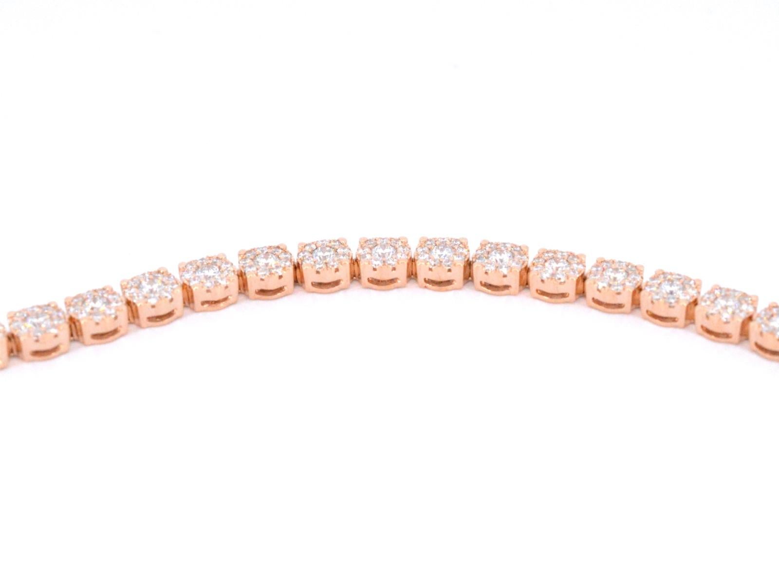 Bracelet tennis en or rose avec diamants de 5,00 carats Excellent état - En vente à AMSTELVEEN, NH
