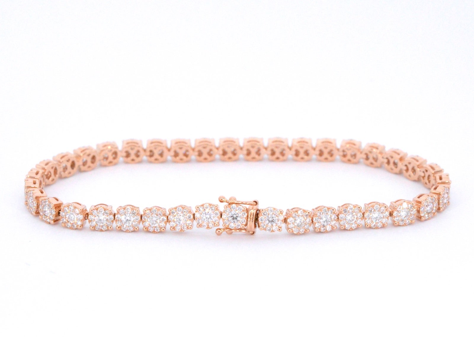 Rose Gold Tennis Bracelet with 5.00 Carat Diamonds For Sale