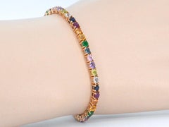 Rose Gold Tennis Bracelet with Multi Color Gemstones