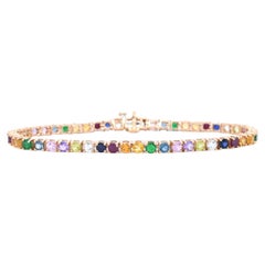 Rose Gold Tennis Bracelet with Multi Color Gemstones