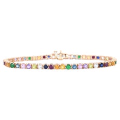 Rose Gold Tennis Bracelet with Multi Color Gemstones