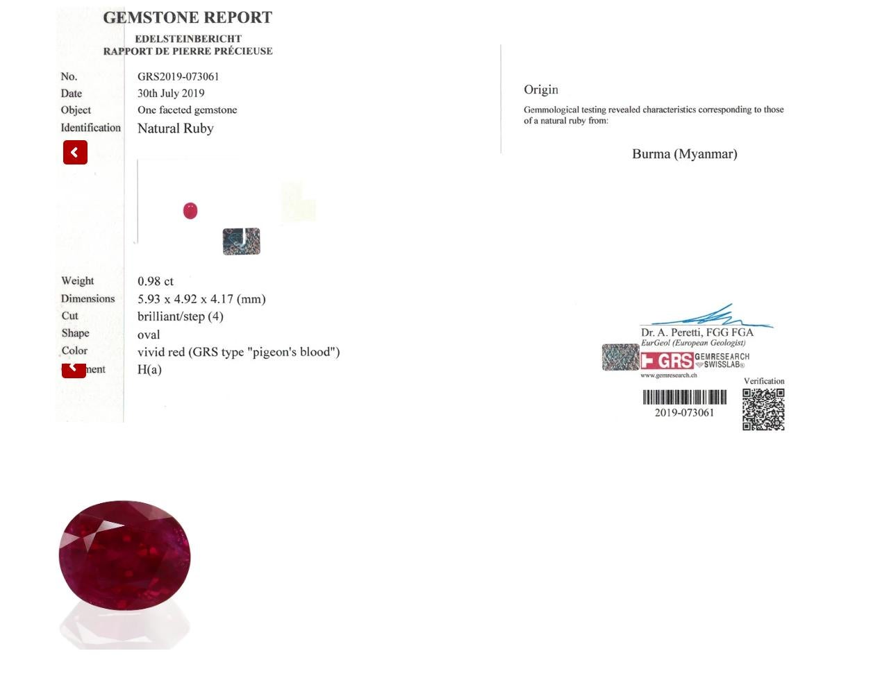 Broche tabac en or rose avec saphirs et rubis couleur sang de pigeon certifiée GRS en vente 1