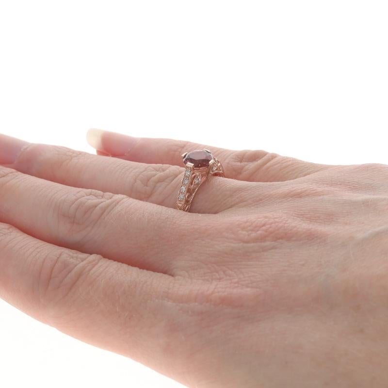 Donna Anello in oro rosa con tormalina e diamanti - 10k Round 1.23ctw Etched Milgrain in vendita