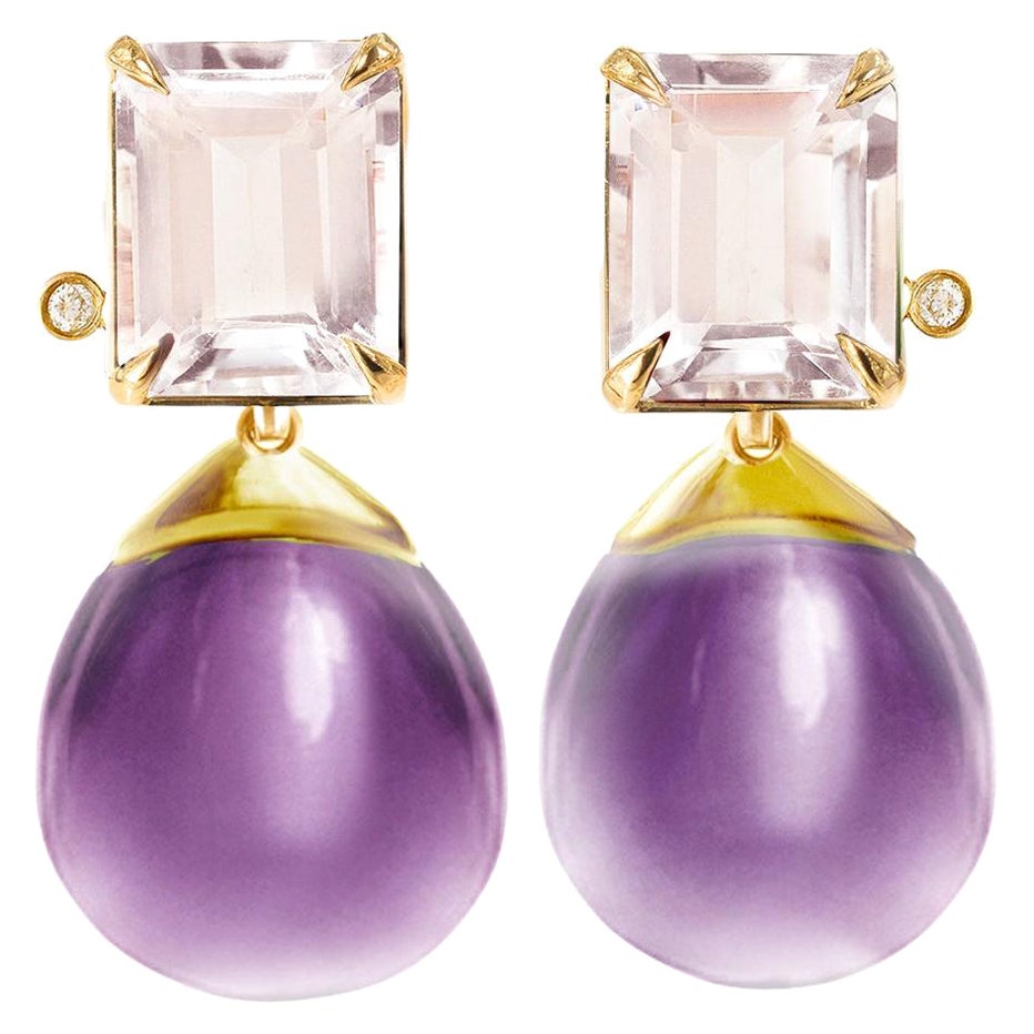 Boucles d'oreilles transformées en or rose avec Morganites et diamants de six carats