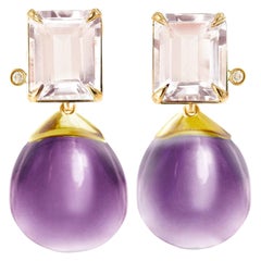 Rose Gold Transformer Earrings with Six Carats Morganites and Diamonds