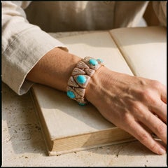Rose Gold Triangular Link with Turquoise and Pave Diamond