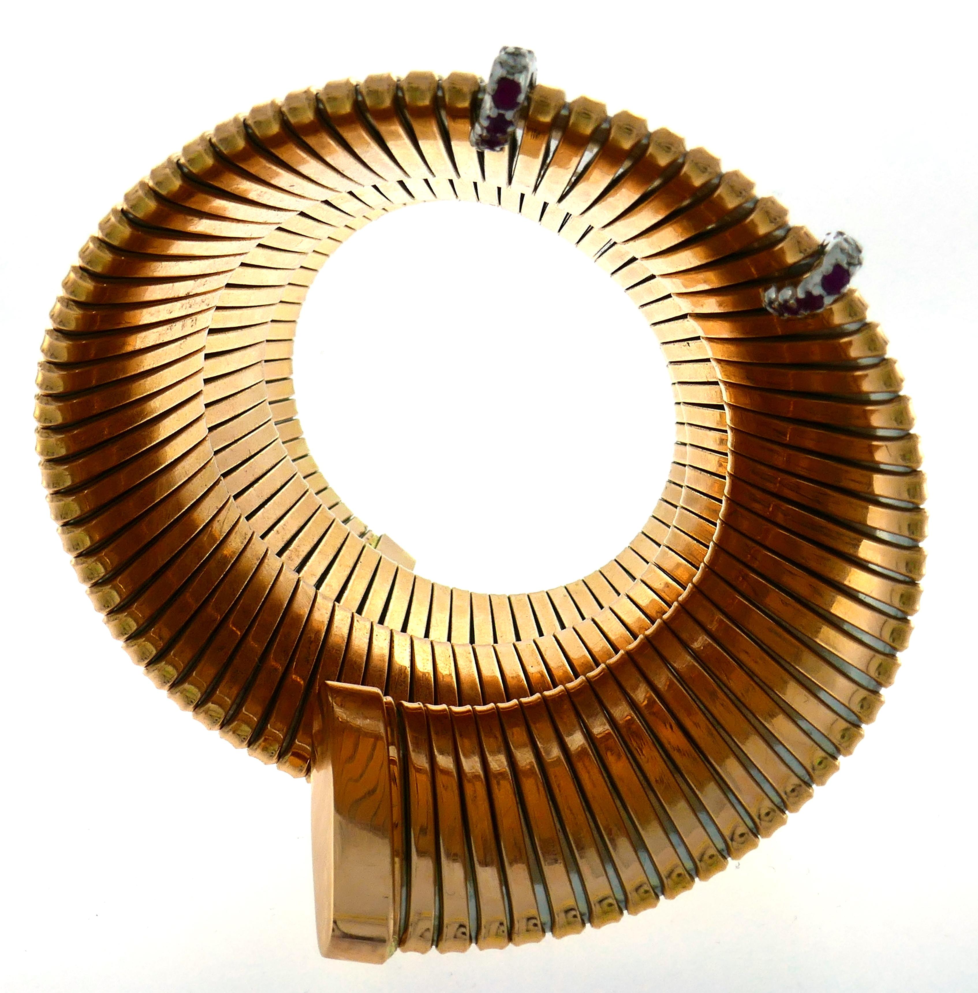 Tubogas Wickelarmband aus Roségold mit Diamant und Rubin 5
