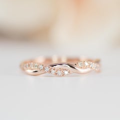 Rose Gold Twist Ring ~ Stackable ~ Diamonds ~ Twist Band
