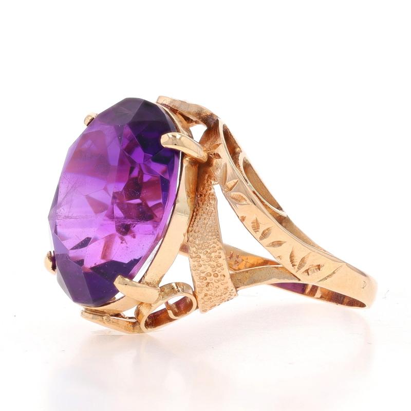 Oval Cut Rose Gold Vintage Amethyst Cocktail Solitaire Bypass Ring - 14k Oval 9.00ct For Sale