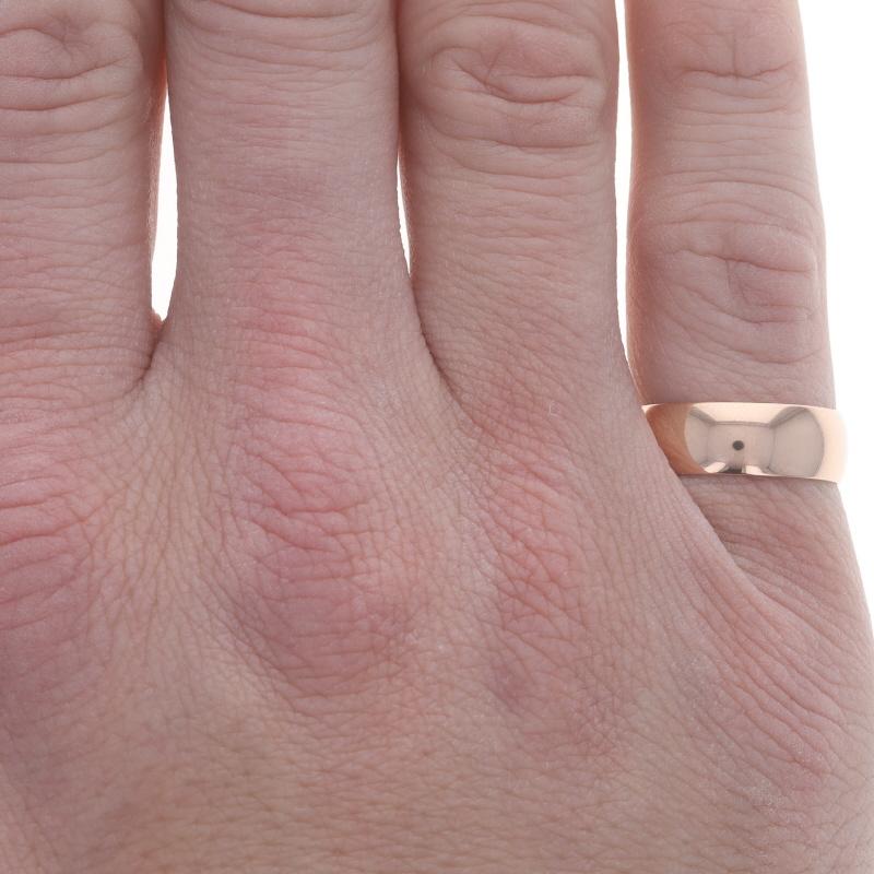 Size: 9 1/2
Sizing Fee: Up 3 sizes for $60 or Down 5 sizes for $40

Design:  USSR Soviet Era
Era: Vintage

Metal Content: 14k Rose Gold

Style: Wedding Band without Stones

Measurements

Face Height (north to south): 9/32