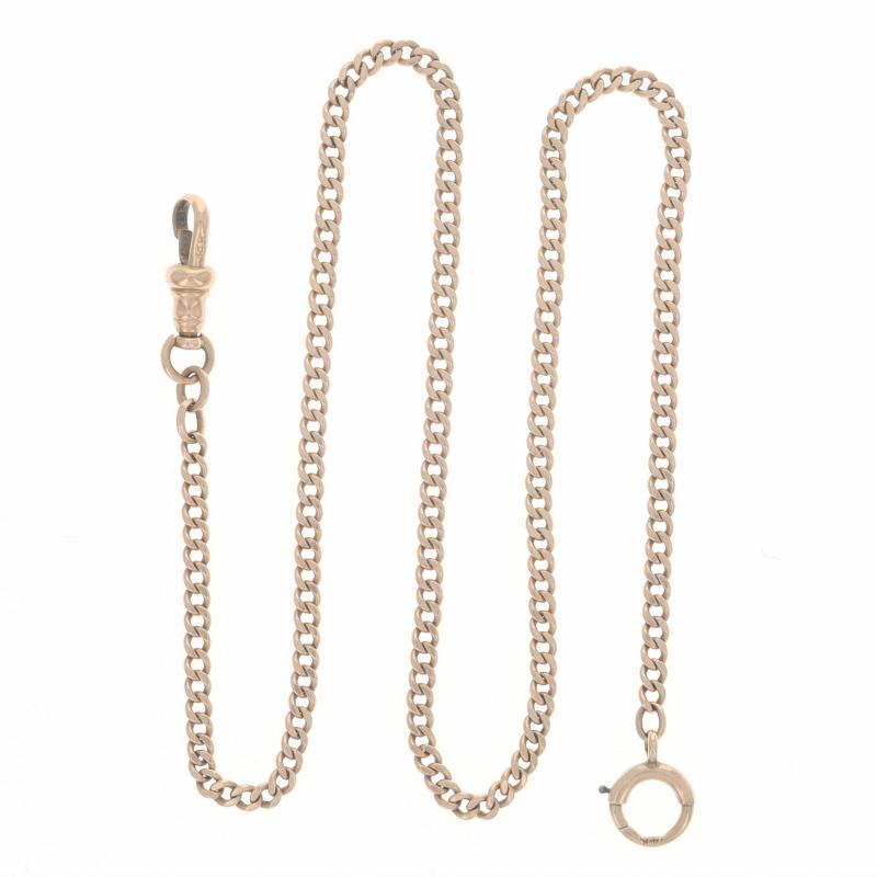 Catena per orologio vintage in oro rosa Catena per orologio da tasca da uomo 14 1/4" 14k Curb Chain