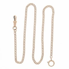 Rose Gold Vintage watch chain Men's Pocket Watch Chain 14 1/4" 14k Curb Chain