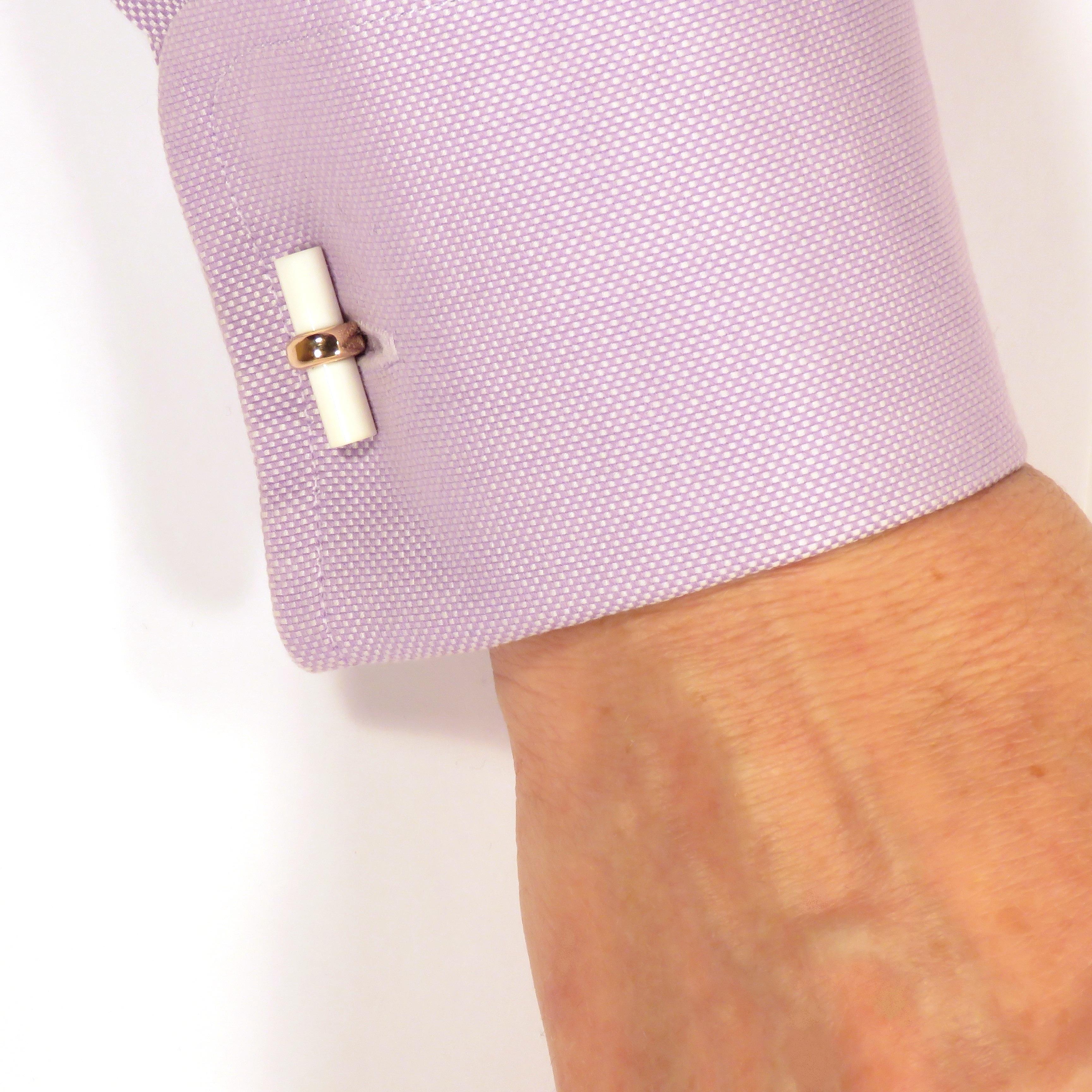 Men's Rose Gold White Agate Cufflinks Handcrafted in Italy by Botta Gioielli