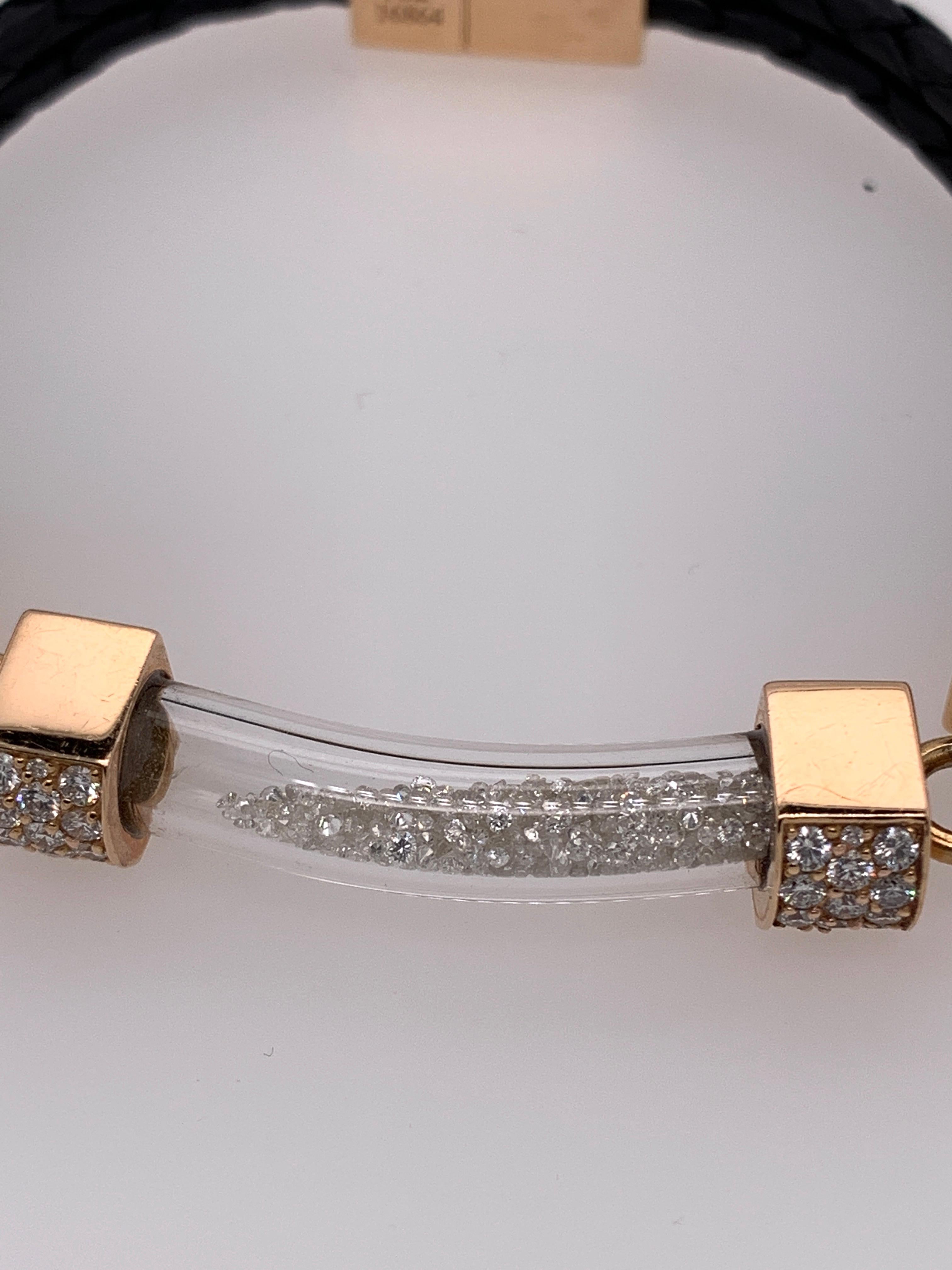 Men's Rose Gold White Diamond Bracelet, Vial Bracelet For Sale