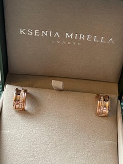 Rose Gold White Diamond Queen Hoop Earrings.