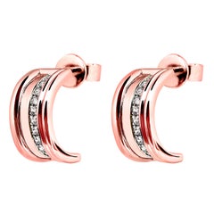 Rose Gold White Diamond Queen Hoop Earrings. Rose Gold White Diamond Queen Hoop Earrings.