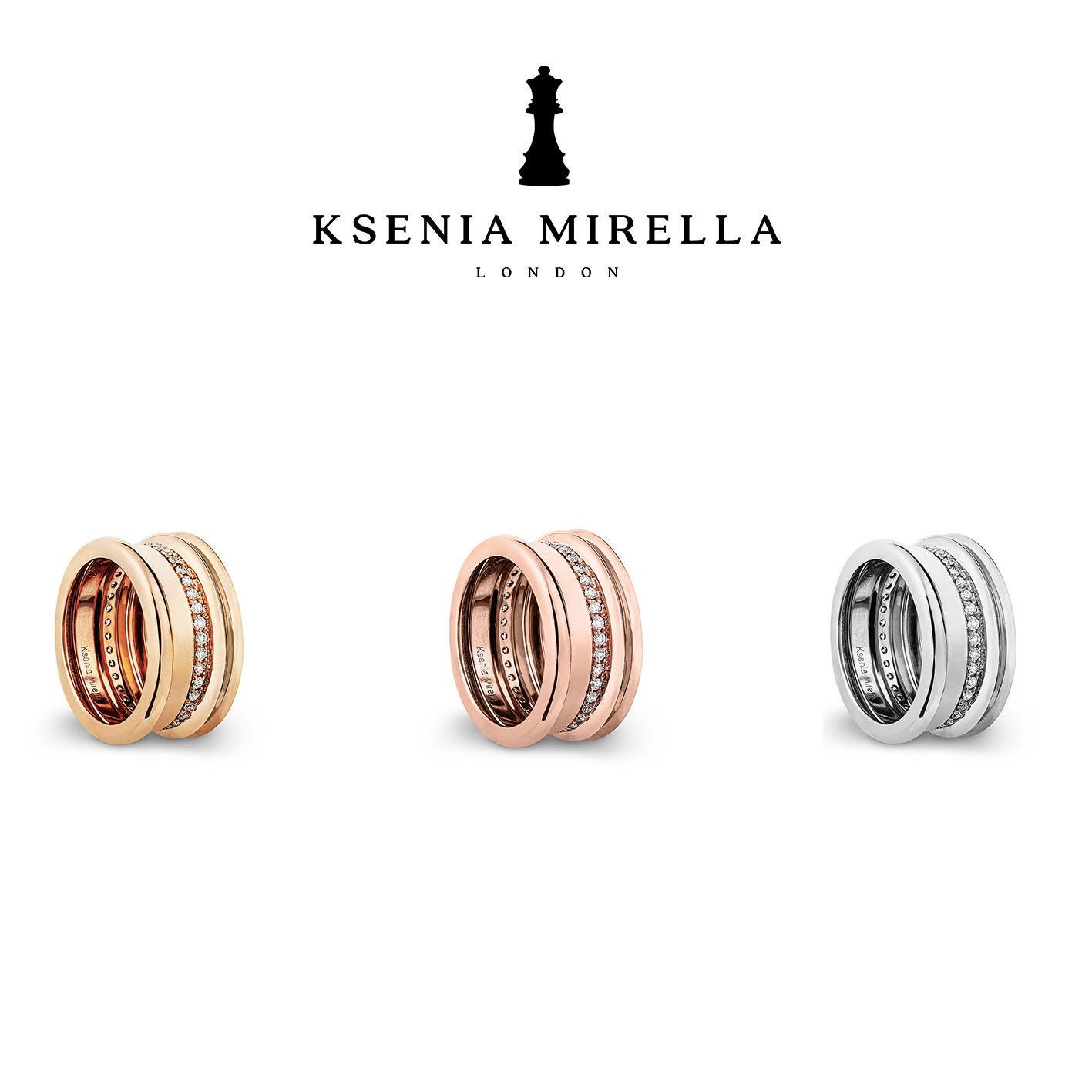 Anello a fascia larga in oro rosa e diamanti bianchi in vendita 1