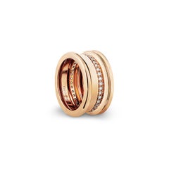 Rose Gold White DIamond Wide Band Ring