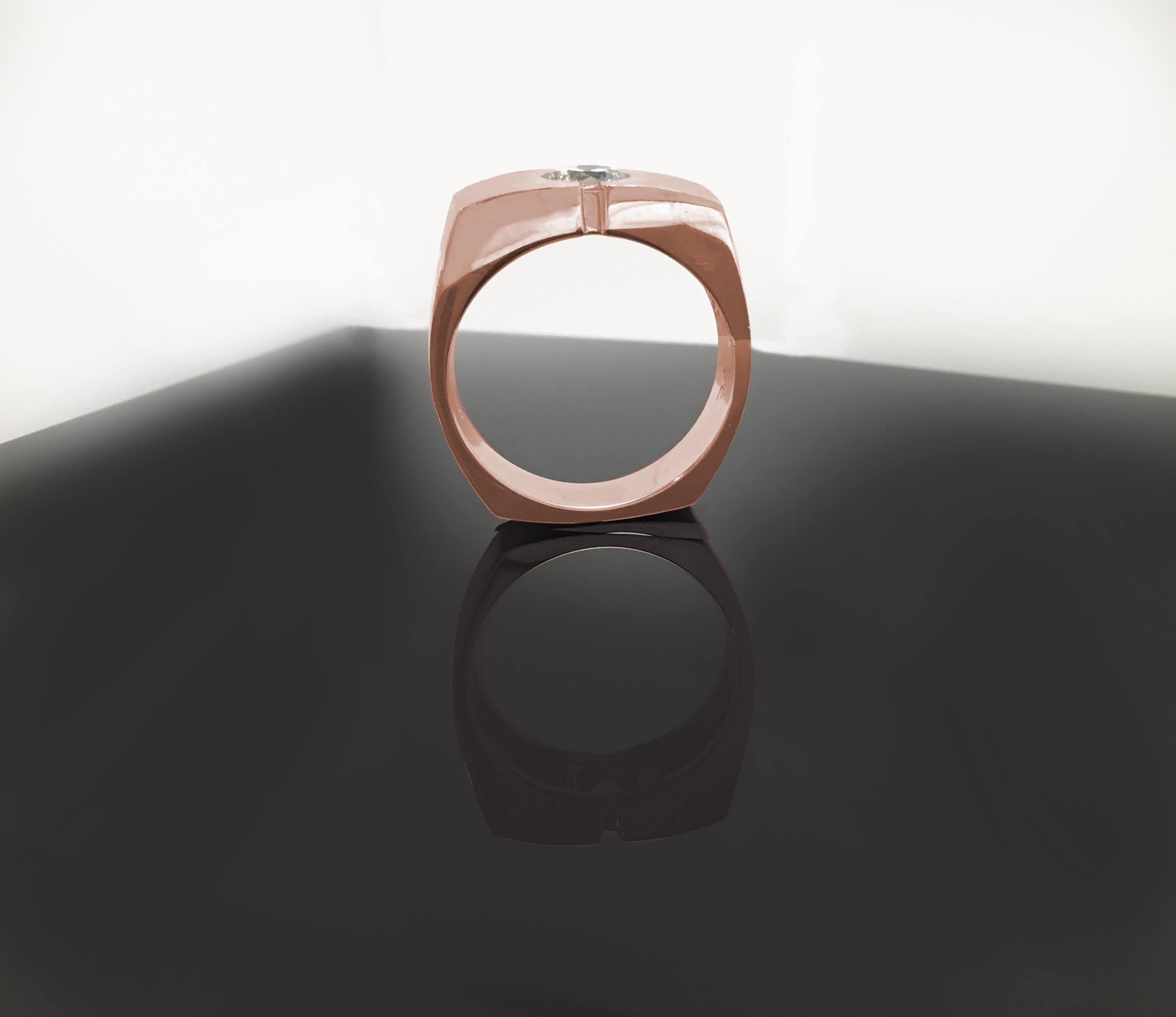 For Sale:  Rose Gold with Round Solitaire Diamond Ring 4