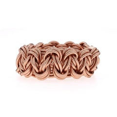 Rose Gold gewebt geflochtene Corde Armband 6 3/4" - 14k Stretch
