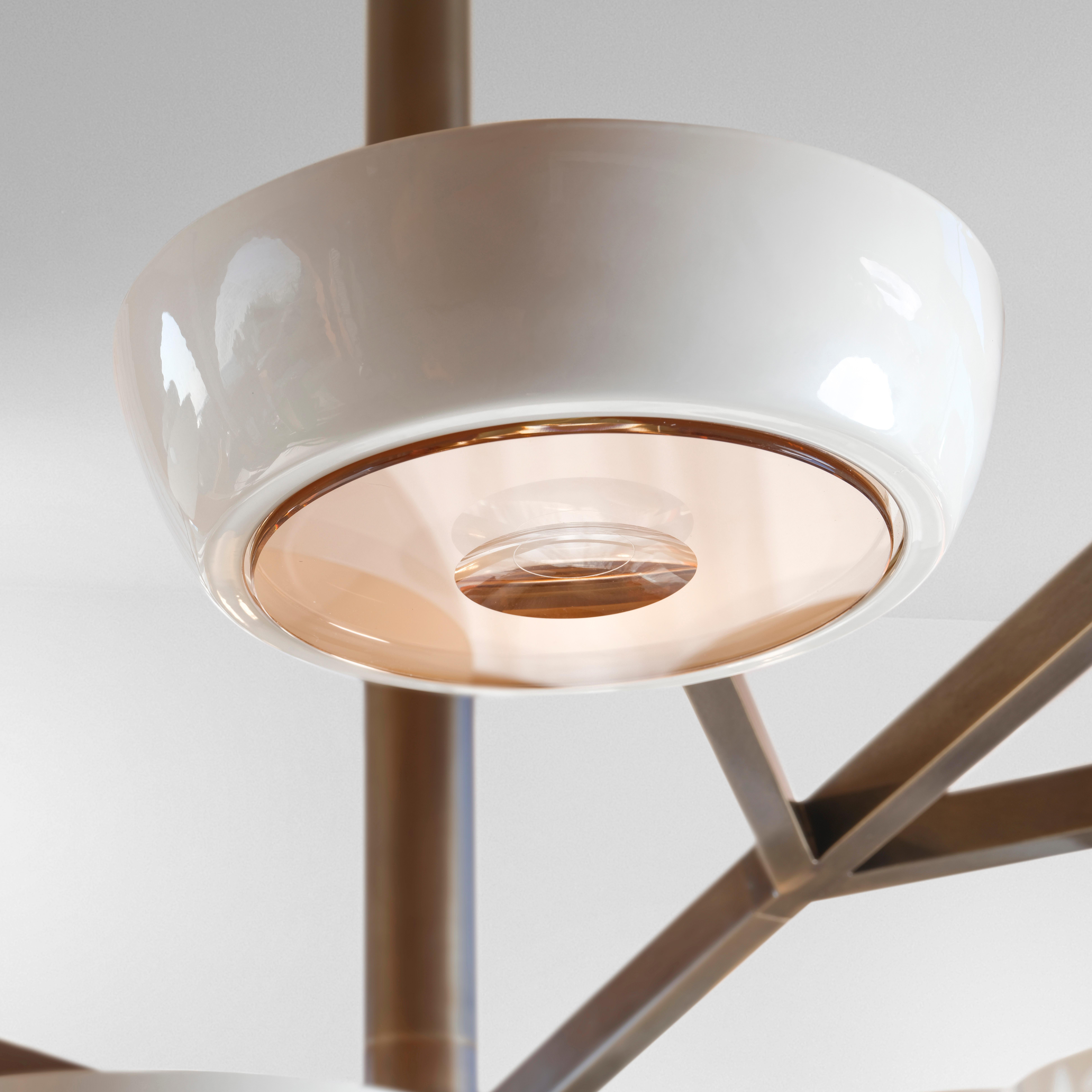 Rose Grande Ceiling Light by Gaspare Asaro-Bronze Finish In New Condition For Sale In New York, NY