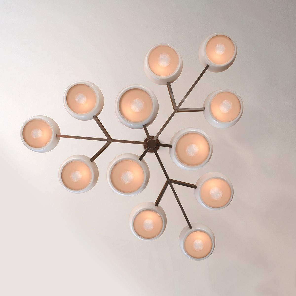 Rose Grande Ceiling Light by Gaspare Asaro-Bronze Finish  In New Condition For Sale In New York, NY