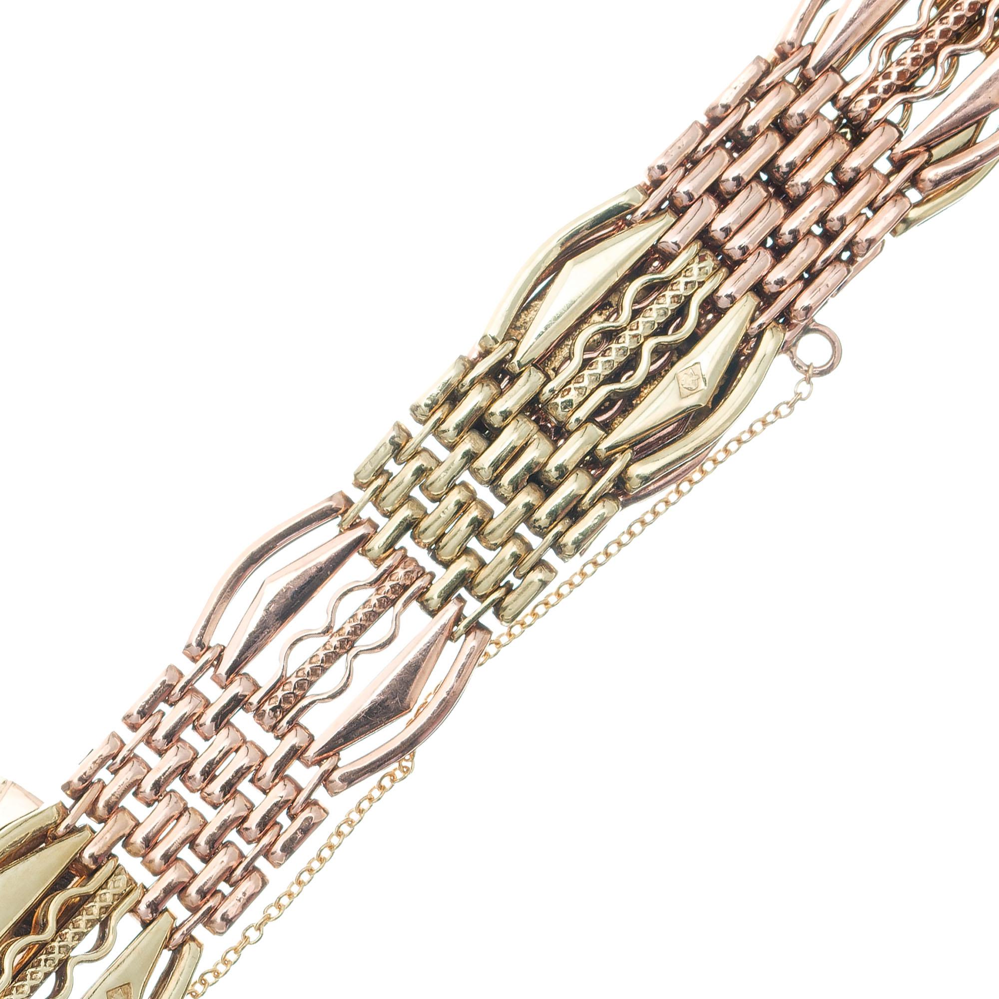 Art Deco Gliederarmband, Roségold Gate Damen im Angebot