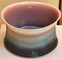 Japanese Rose Green Hand-Glazed Porcelain Bowl by Contemporary Master Artist