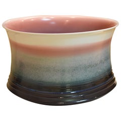 Japanese Rose Green Hand-Glazed Porcelain Bowl by Contemporary Master Artist