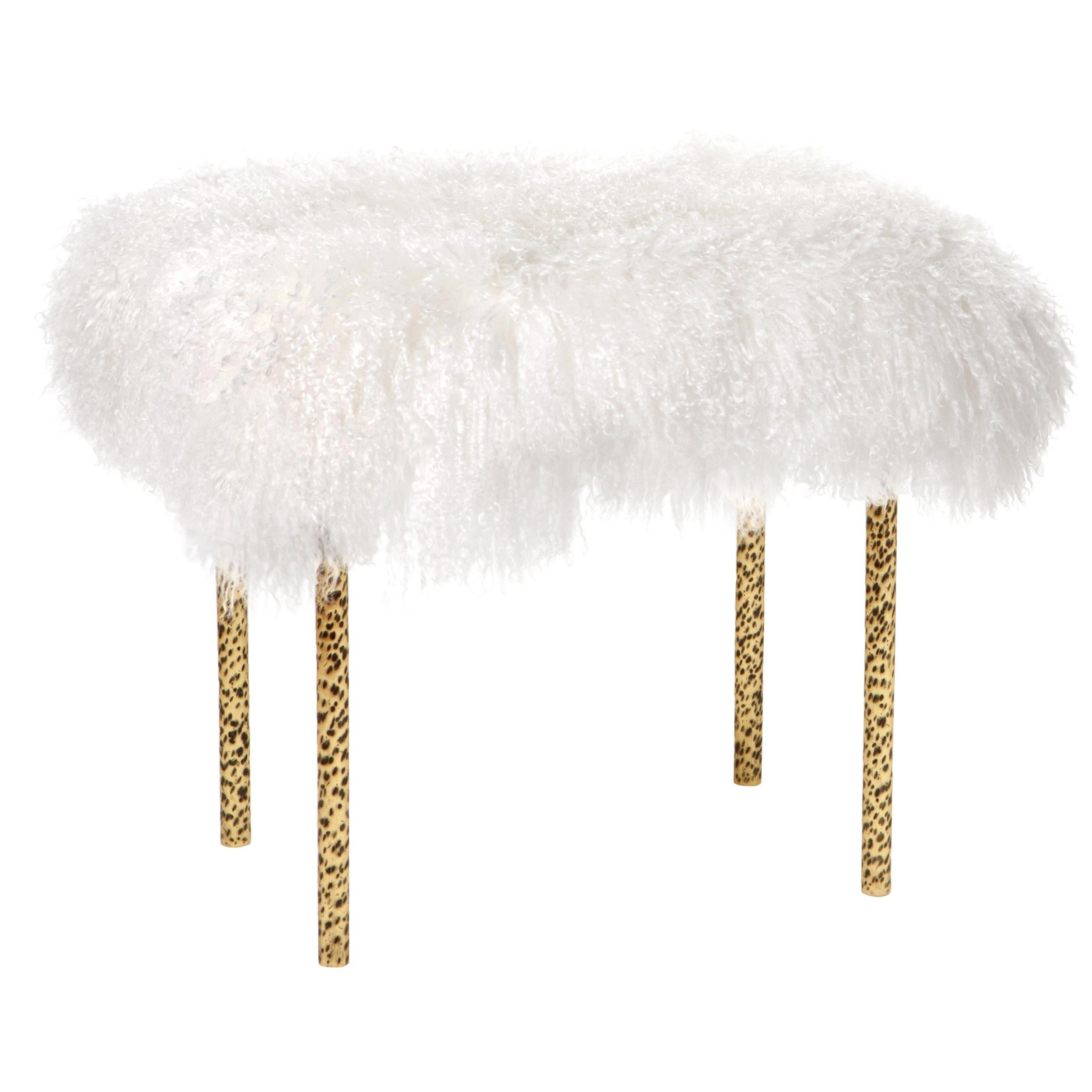 mongolian sheepskin stool