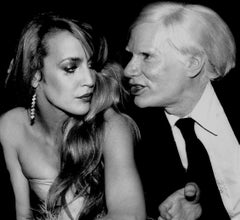 Jerry Hall et Andy Warhol, dîner d'interviews pour les magazines au Studio 54, New York