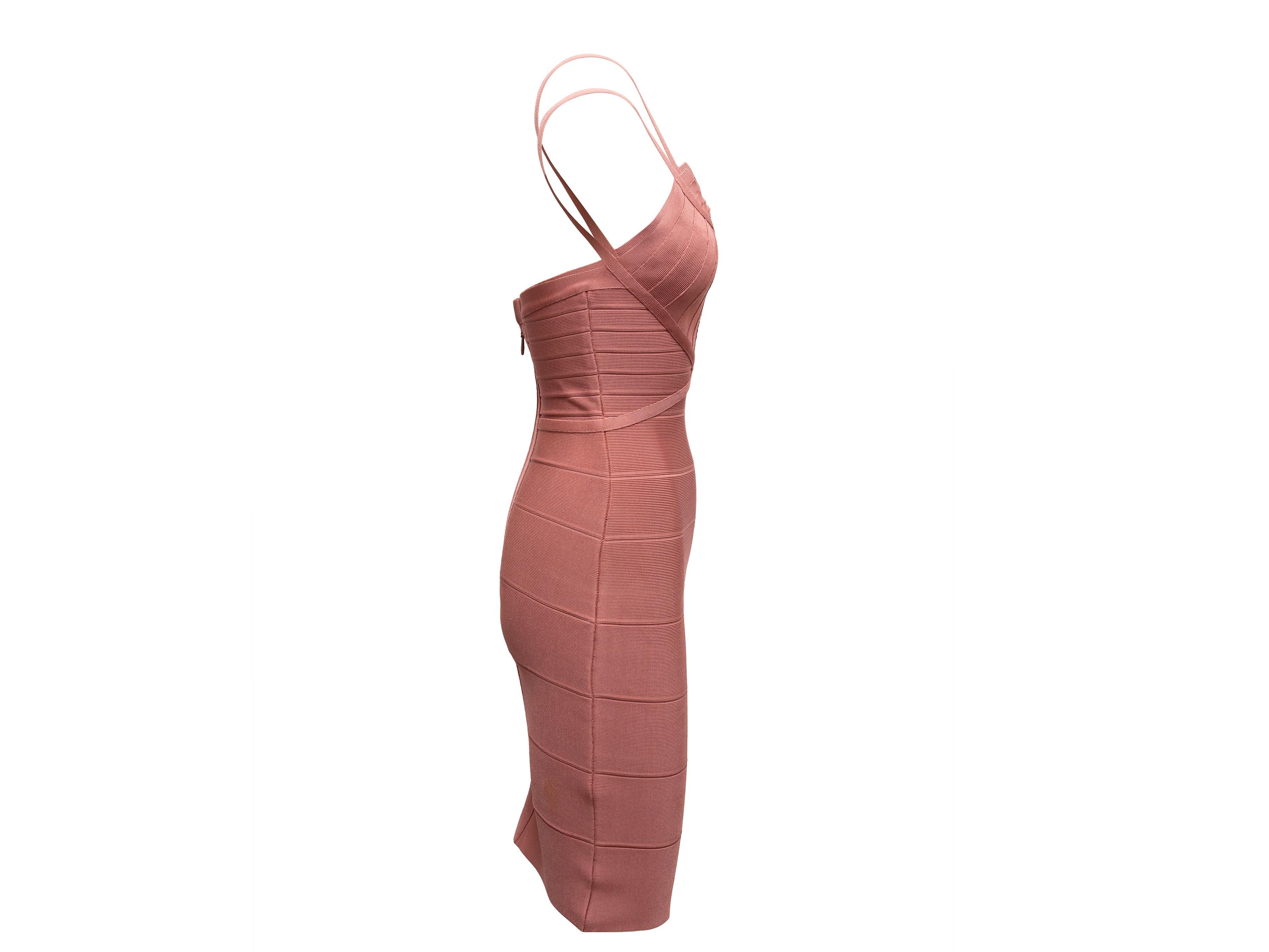 Marron Rose Herve Leger Robe bandage sans manches Taille US XS en vente
